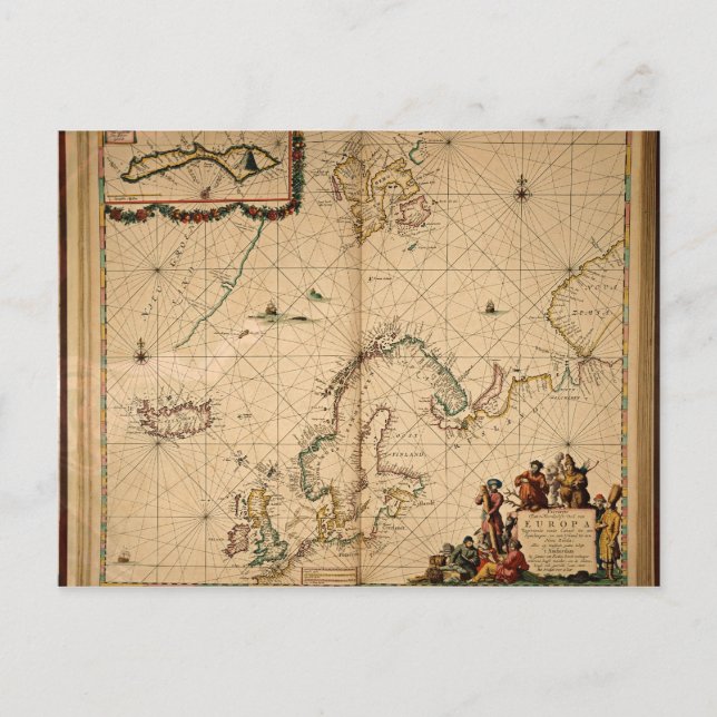 Postale Carte de l'Europe du Nord (Devant)