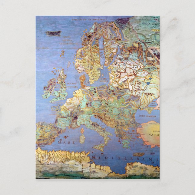 Postale Carte de l'Europe du XVIe siècle (Devant)