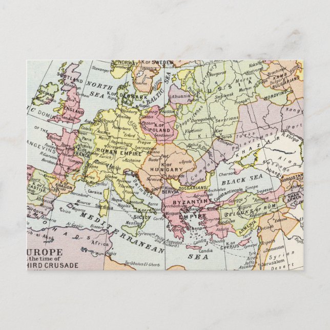 Postale Carte de l'Europe | La Troisième Croisade (Devant)