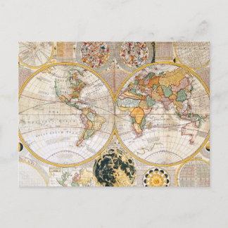 Postale Carte de l'hémisphère double du 18e siècle