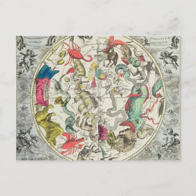 Postale Carte de l'hémisphère Sud (Devant)