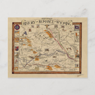 Postale Carte de l'histoire et de la romance du Wyoming