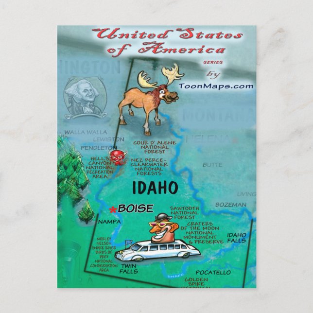 Postale Carte de l'Idaho États-Unis (Devant)
