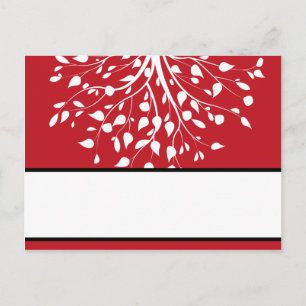 Postale Carte de lieu écrite Hiver Gris/Arbre rouge