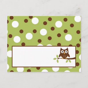 Postale Carte de lieu inscriptible Chouette Woodland Frien