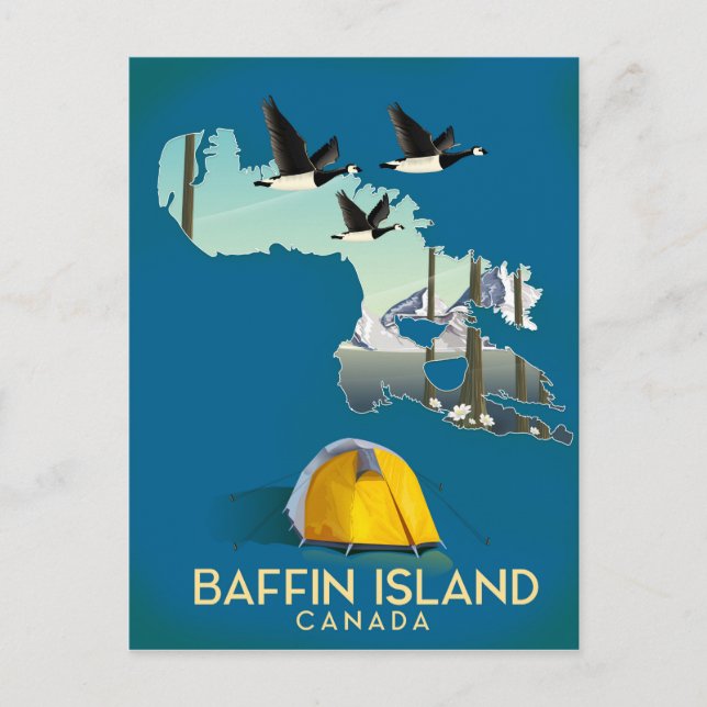 Postale carte de l'île de Baffin affiche de voyage Canada (Devant)