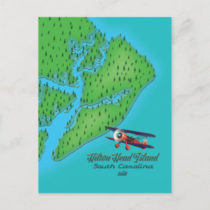 Postale Carte de l'île de Hilton Head Caroline du Sud