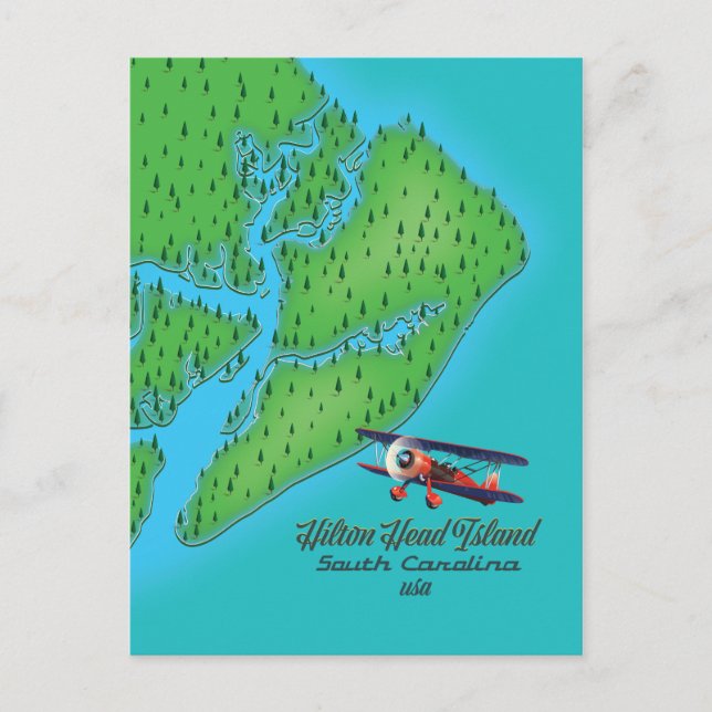 Postale Carte de l'île de Hilton Head en Caroline du Sud (Devant)