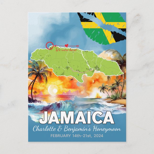 Postale Carte de l'île de Jamaïque pour des vacances de lu (Devant)