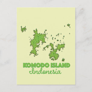 Postale Carte de l'île de Komodo en Indonésie