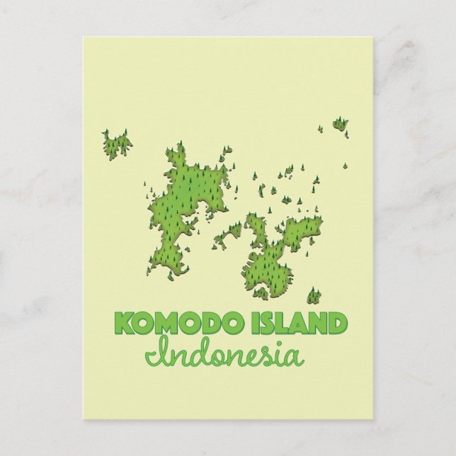 Postale Carte de l'île de Komodo en Indonésie (Devant)