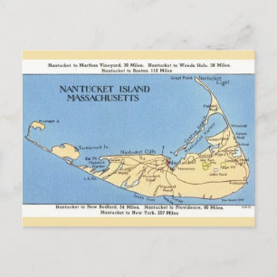 Postale Carte de l'île de Nantucket 