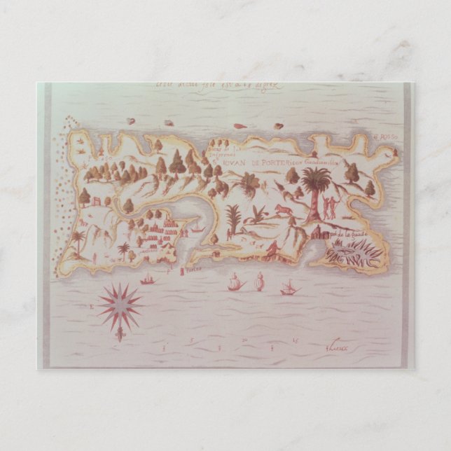 Postale Carte de l'île de Porto Rico, 1599 (Devant)