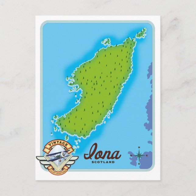 Postale Carte de l'île d'Iona (Devant)