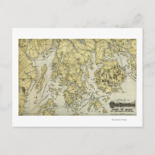 Postale Carte de l'île du Désert du Mont et de la côte du 