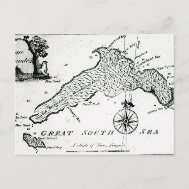Postale Carte de l'île du Pacifique Sud, 1800 (Devant)