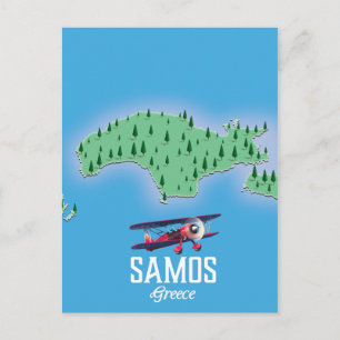 Postale Carte de l'île grecque de Samos