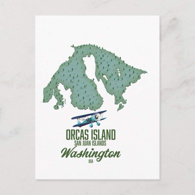 Postale Carte de l'île Orcas, Washington, États-Unis (Devant)