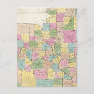 Postale Carte de l'Illinois et du Missouri