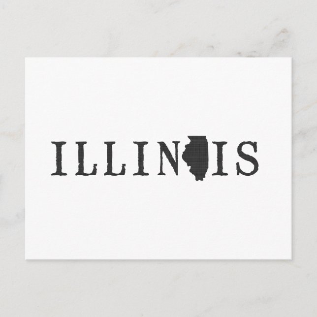 Postale Carte de l'Illinois Lettre en forme État Word Art  (Devant)