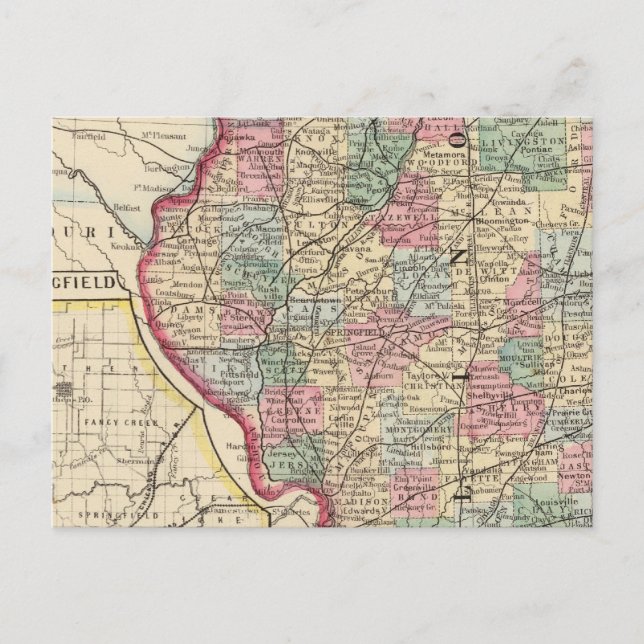 Postale Carte de l'Illinois par Mitchell (Devant)