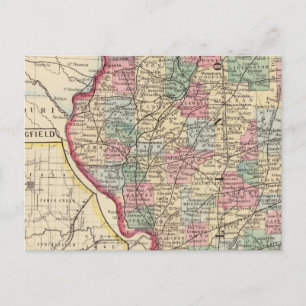Postale Carte de l'Illinois par Mitchell