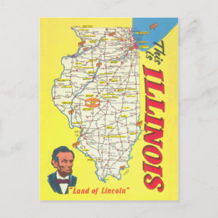 Postale Carte de l'Illinois Tourisme vintage