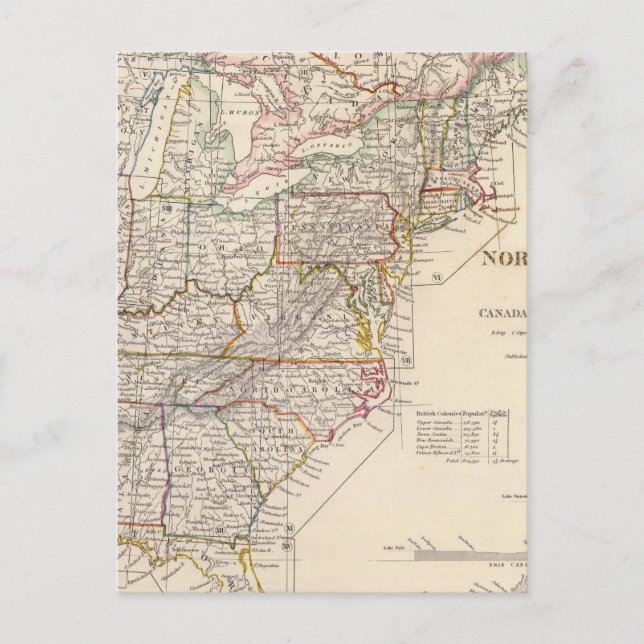 Postale Carte de l'index nord-américain (Devant)