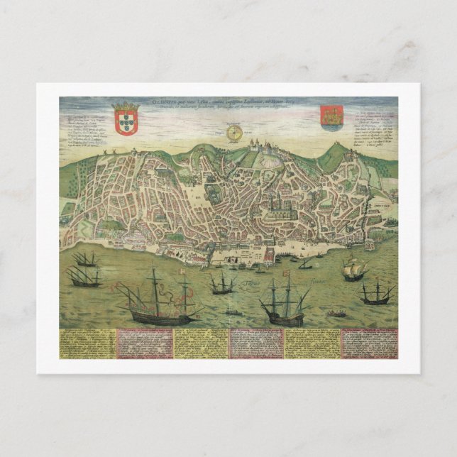 Postale Carte de Lisbonne, de Civitates Orbis Terrarum par (Devant)