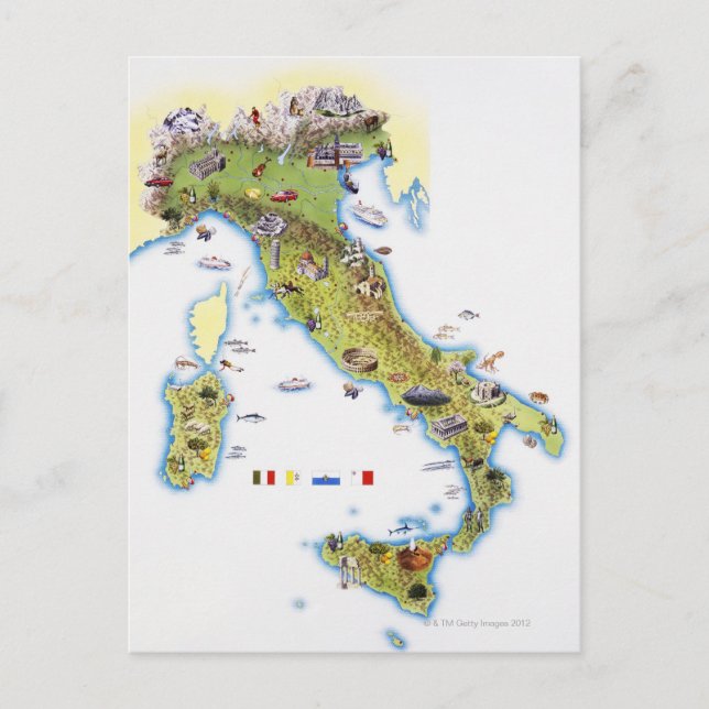 Postale Carte de l'Italie (Devant)