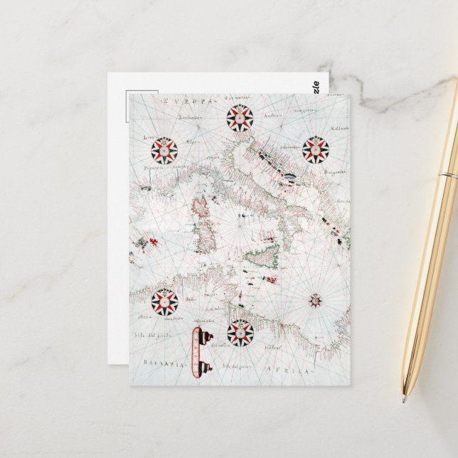 Postale Carte de l'Italie centrale vintage (Devant/Arrière en situation)