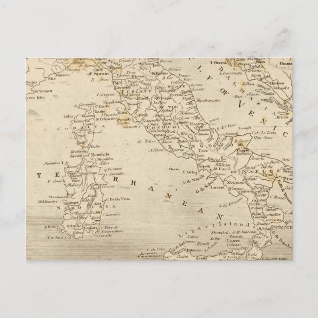 Postale Carte de l'Italie par Arrowsmith (Devant)