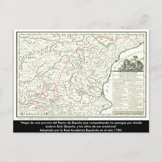 Postale Carte de l'itinéraire Don Quichotte - Cervantes