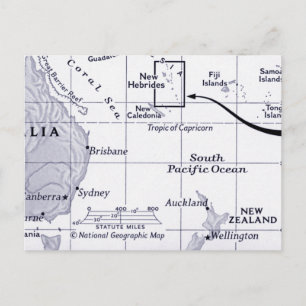 Postale Carte de l'océan Pacifique Sud
