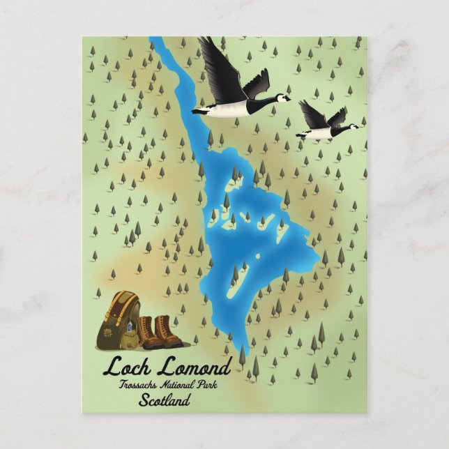 Postale carte de Loch Lomond, Trossachs, Écosse (Devant)