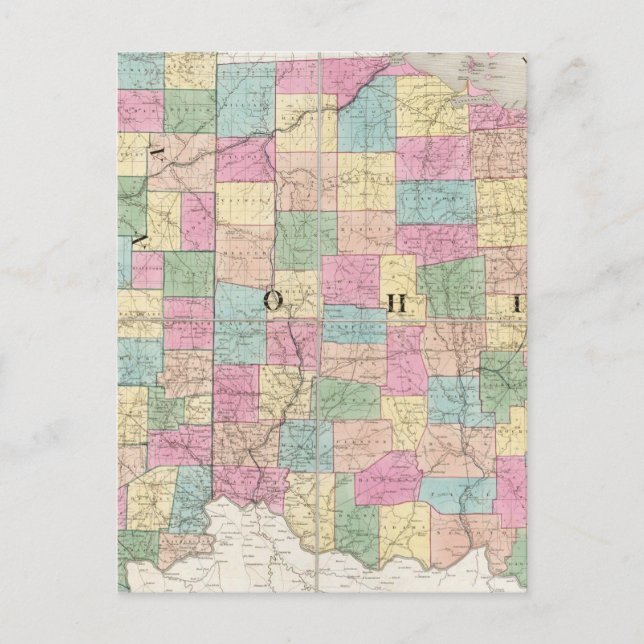 Postale Carte de l'Ohio et de l'Indiana (Devant)