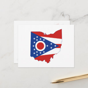 Postale Carte de l'Ohio Façonné Drapeau de l'État Étoiles 