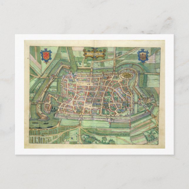 Postale carte de Luneburg, de 'Civitates Orbis Terrarum' b (Devant)