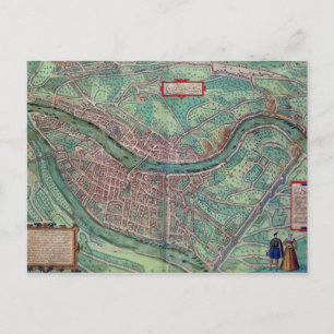 Postale Carte de Lyon, de Civitates Orbis Terrarum par Ge