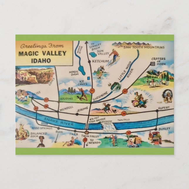 Postale Carte de Magic Valley Idaho (Devant)