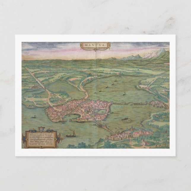 Postale Carte de Mantua, de Civitates Orbis Terrarum par (Devant)