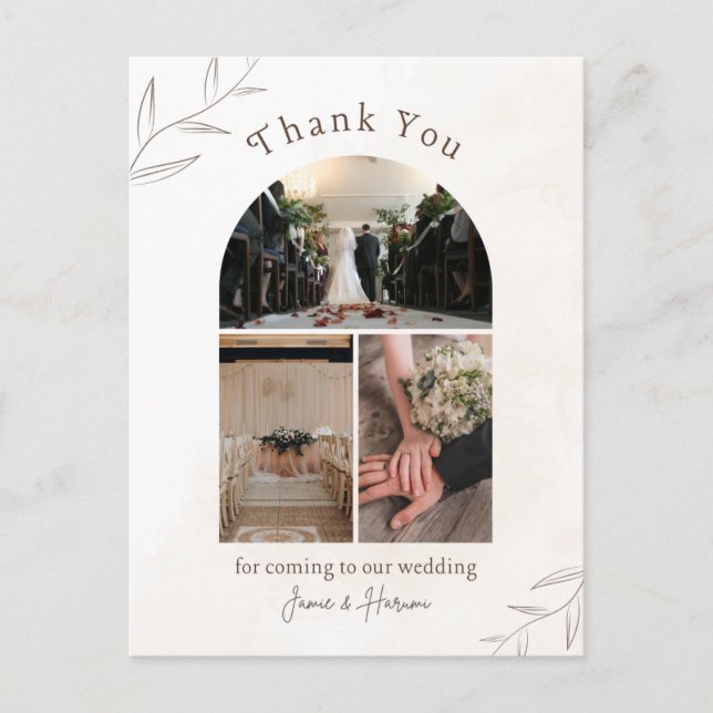 Postale Carte de Mariage blanc Merci ivoire (Devant)