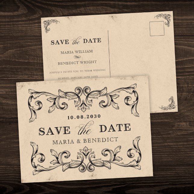 Postale Carte de mariage d'art classique vintage (Créateur téléchargé)