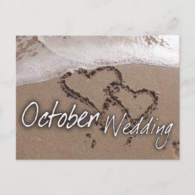 Postale Carte de mariage de destination de plage octobre (Devant)