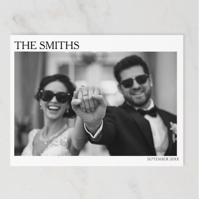 Postale Carte de mariage élégante et éditoriale pour faire (Wedding Photo Engagement Elopement Cards)