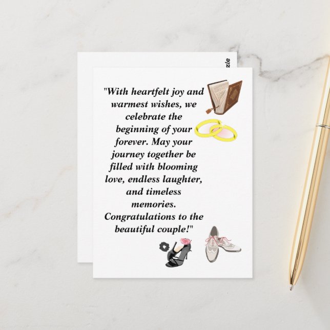 Postale Carte de mariage élégante – Talons noirs chic avec (Devant/Arrière en situation)