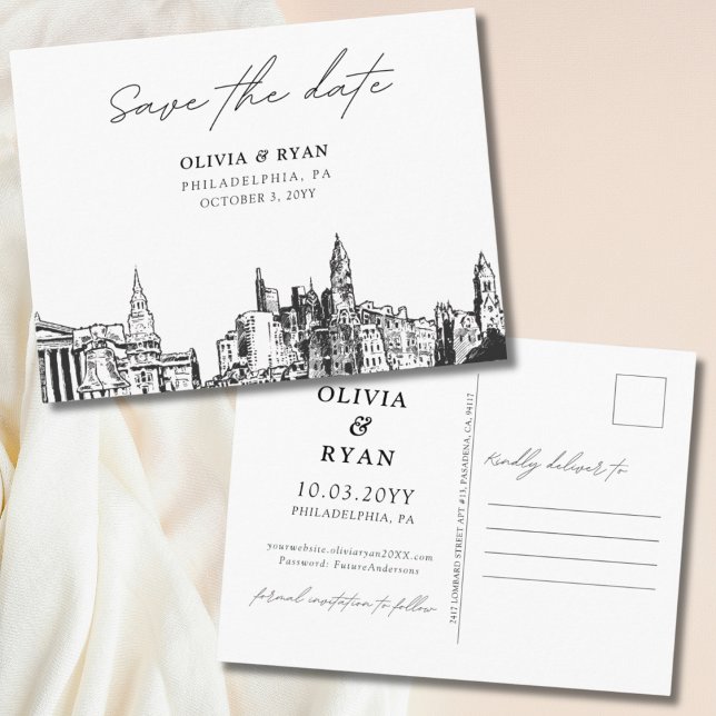 Postale Carte de mariage Faire-part de Philadelphie (Philadelphia Save the Date Postcard Wedding)