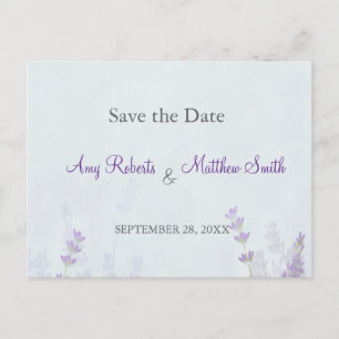 Postale Carte de mariage florale romantique à la lavande p