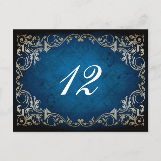 Postale carte de mariage "marine blue" rustique (Devant)
