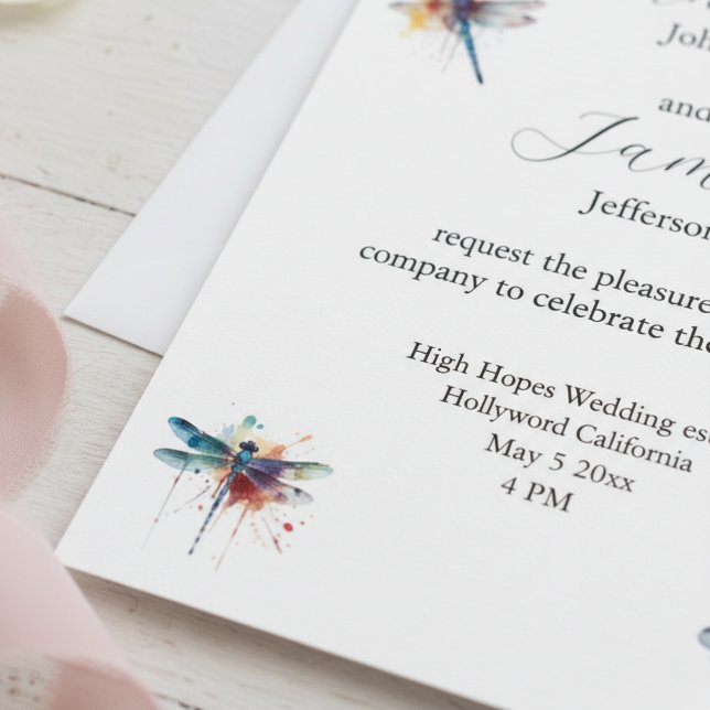 Postale Carte de mariage papillon libellule (Créateur téléchargé)